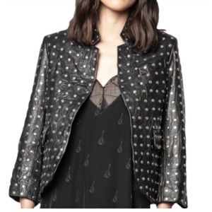 Zadig & Voltaire Leather Studded Crinkle Jacket